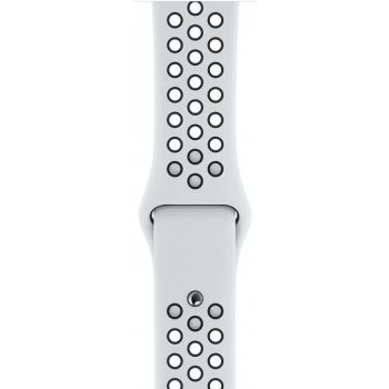 Apple Watch Nike+ Series 4, 44 мм, корпус из серебристого алюминия, спортивный ремешок Nike цвета чистая платина/черный